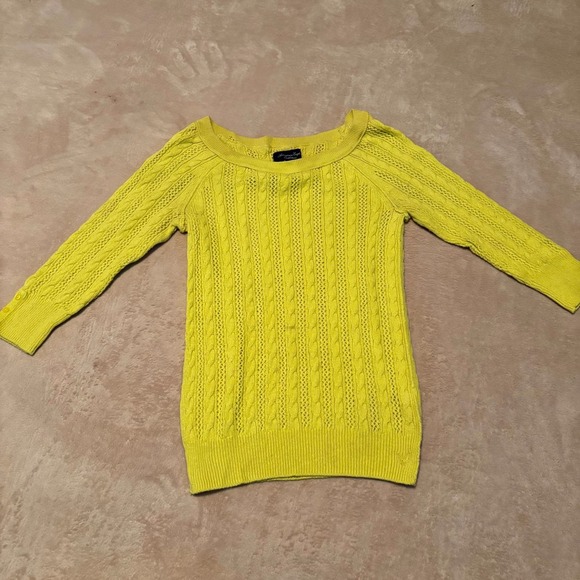 American Eagle Outfitters Yellow Cable Knit Sweater Womens Small Pullover - Picture 1 of 5